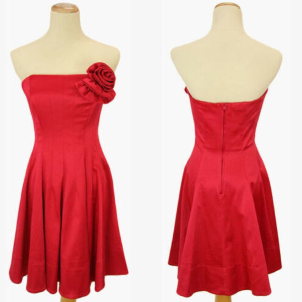 NWT Teeze Me $85 Prom Formal Short Dress Red Strapless Fit & Flare Mini Flower